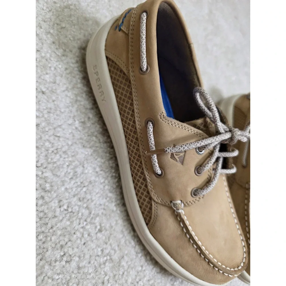 Sperry Top-Sider Mens 7 Seas 3-Eye Tan Leather Boat Shoes STS14240 Size 9.5 M